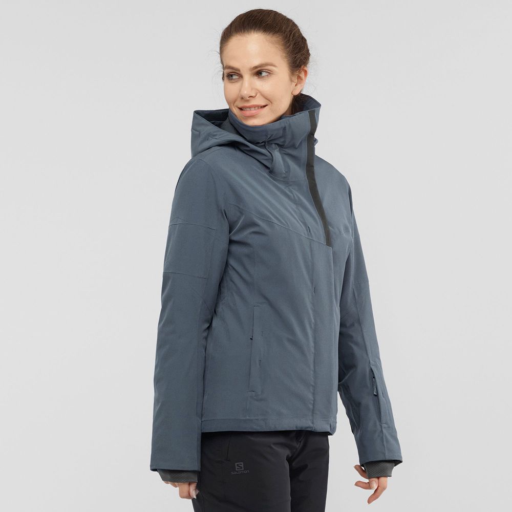 Salomon Singapore Womens Ski Jackets - SPEED Grey/Black | 43189-JATI